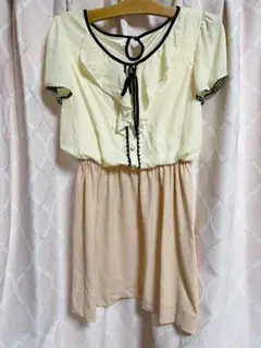 【美品】LIZ LISA リズリサ系ドッキングフリルレースワンピースM夏物春物