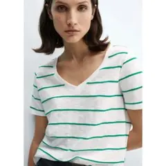 【美品】MNG ＶネックボーダーTシャツ　Sサイズ　a1047