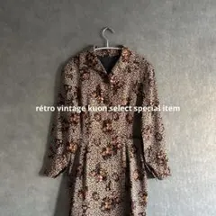 昭和レトロワンピース　膝丈ワンピース　ヴィンテージワンピ　古着　レイヤード　花柄