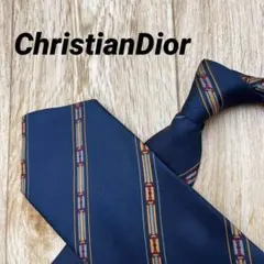 ✨極美品✨ChristianDior ネクタイ ストライプ ネイビー シルク