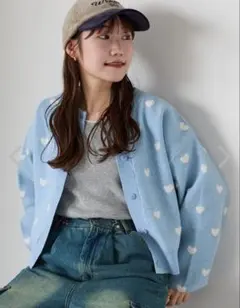 【お値下げ　新品タグ付】ehka sopo ハートジャガードカーディガン