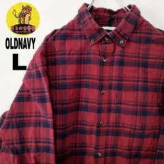 usa古着 OLDNAVY ネルシャツ　L　レッド ネイビー　チェック