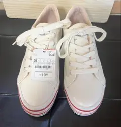 【新品タグ付き】　ZARA kid's レザー調スニーカー　白　36