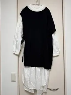 【最終価格】レイヤード風長袖ブラウス ニットベスト付