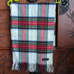 マフラー　タータンチェック　白赤　チェック柄