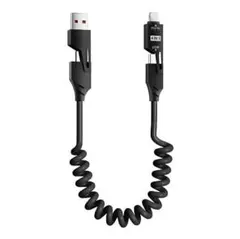 【新品】4in1 伸縮充電ケーブル iPhone対応 コイルケーブル 急速65W