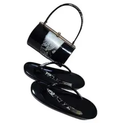 草履　バッグ　セット　25.5　黒　LL　大きい　成人式　卒業式　着物　希少