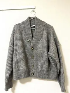 ZARA ニット地　ボンバージャケット　カーディガン　グレー