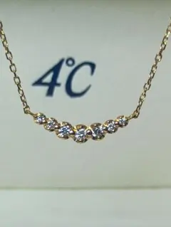 4℃ 18金 PG 横並び ダイヤモンド リュール ネックレス ライン 横並び