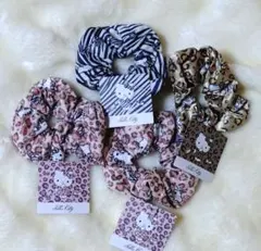 新品　サンリオ　ハローキティ　シュシュ　4個セット　ゼブラ柄　ヒョウ柄