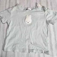 お買い得　キッズ　子供　ミッフィー刺繍Tシャツ ミントグリーン　90
