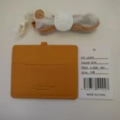 LIZDAYZ牛革 パスケース リールストラップ付き