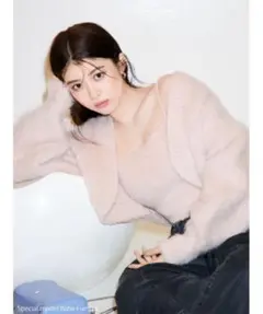 snidel ファーライクアンサンブルニットプルオーバー ピンク