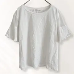 ミスティウーマン 半袖Tシャツ 綿100% フリルスリーブ 無地 F《e956のサムネイル