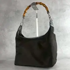 グッチ　バンブー　ハンドバッグ　ワンショルダーバッグ　肩掛け　ブラック　ナイロン