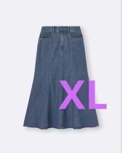 未使用・GU ライトデニム　フレアマキシスカート　ブルー　XL