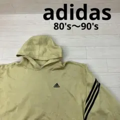 adidas 80's～90's パーカー 万国旗タグ USA製 黄色 XXL