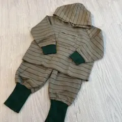 ストライプ柄フード付きトレーナー・パンツセット