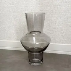 スモーキーグレー ガラス花瓶 ダブルバルブデザイン