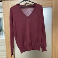 Vネック セーター Lサイズ ウールシルク混ユニクロレディース