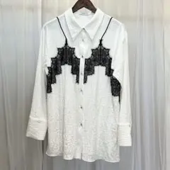 【COEL】新品タグ付き⭐︎レース切替シャツ/F/ホワイトのサムネイル