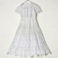 美品 フレイアイディー 総レースワンピース 白 オケージョンドレス ロング 上品