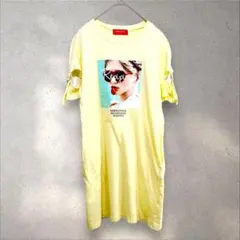 レピピアルマリオ▶︎オープンショルダーtシャツ（XS）　ミニワンピース　イエロー