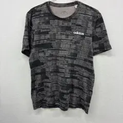 adidas アディダス Tシャツ 総柄 ブラック L ▲30
