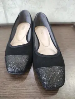 ✨Celica バークレー ブラック スエード フラットパンプス グリッター付✨