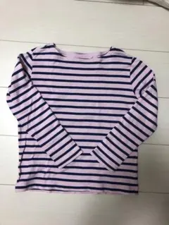 UNIQLO キッズ　ストライプ 長袖カットソー ピンク/ネイビー　130