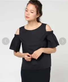 ル*ー様 allureville タイプライター オフショルダー ブラウス 黒のサムネイル