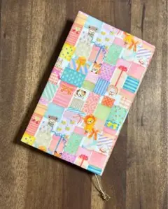 ハンドメイドブックカバー 22fabric パズル ピンク 新書判サイズ