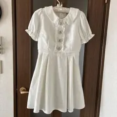 アンクルージュ　フロントビジューツイードワンピース