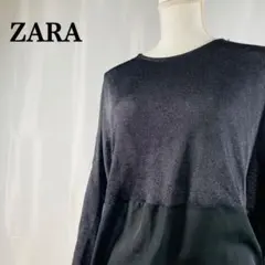 ザラ　ドロップショルダー切替シースルー極薄カットソー　オーバーサイズボートネック