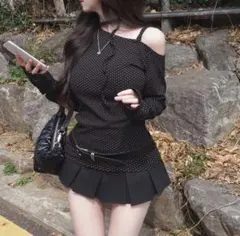 【美品】ブラック ミニプリーツスカート 韓国 ファッション Sサイズ ♡