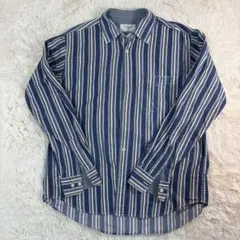 Crocodile カジュアルシャツ サイズM 青と黄色のストライプ【８３】