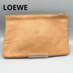 【外観美品】LOEWE アナグラム クラッチポーチ レザー 内側劣化ありキャメル