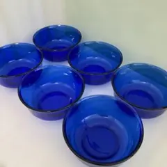 青色ガラスボウル 6個セット