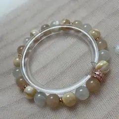 天然石 マザーオブパール ホワイトムーン オレンジムーン ブレスレット