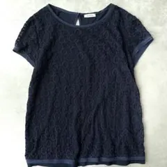 マレーラ 花柄 刺繍 シルク 絹 カットソー ネイビー 紺 半袖 カットソーのサムネイル