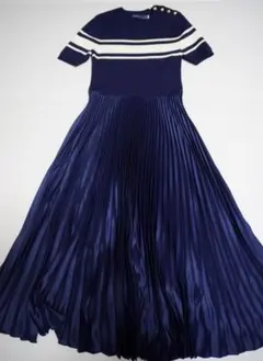 2/28まで掲載【Ralph Lauren】プリーツ切替ワンピース ネイビー