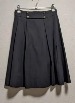 マイラクラシック　スヴェニール　ブラック プリーツスカート ひざ丈
