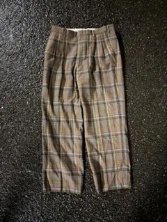 50sStyle2タック チェック柄 スラックス ヴィンテージ古着　ウールギャバ