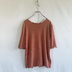 ローリーズファーム ボーダー リブカットソー 半袖 メロウネック Tシャツのサムネイル