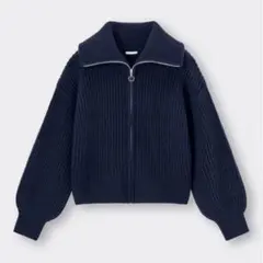 GU　パフィータッチリブ ジップアップ セーター　Ｌ