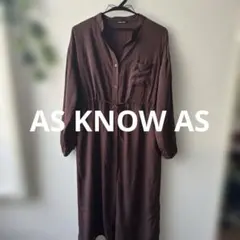 アズノウアズ 前開きノーカラー ワンピース 長袖 腰調節紐つき