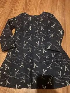 Bebe ガール　ラメ刺繍　厚手　ネイビー　長袖ワンピース　110㎝