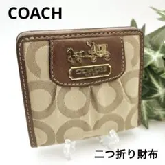 COACH コーチ ミニ二つ折り財布 オプアート調 ジャカードキャンバス レザー