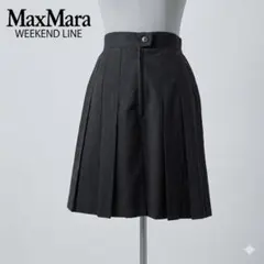 23】中古ebure ソフトギャバジン プリーツスカート チャコールグレーM