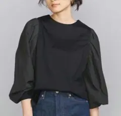 [B&Y ユナイテッドアローズ] タックススリーブカットソー ブラック 美品